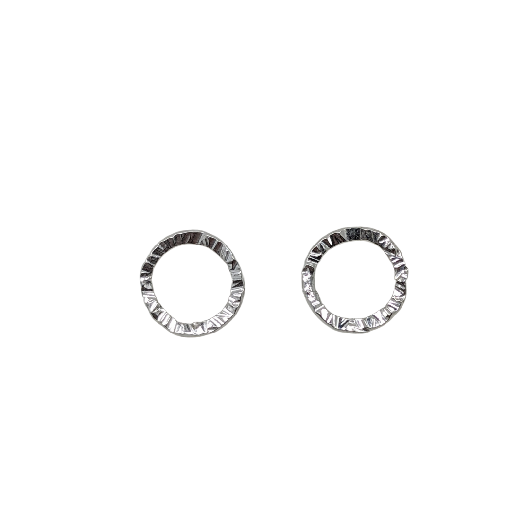 Small Hammered Circle Studs